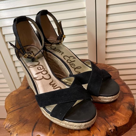 SAM EDELMAN Women's Leather/Suede Brenda Wedge Size 7 1/2 - Picture 1 of 9